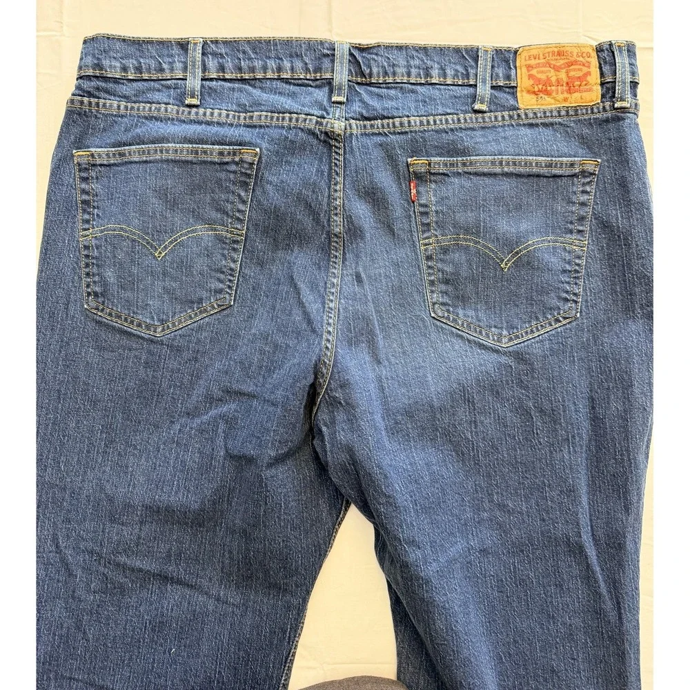 Levis‎ Jeans Mens 44x30 Blue Medium Wash Relaxed Straight Leg Distressed Denim
